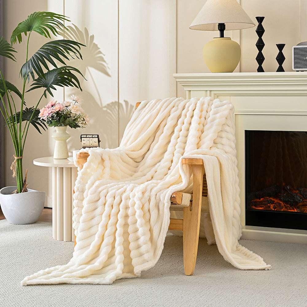Ultra-Soft Striped Fleece Throw Blanket