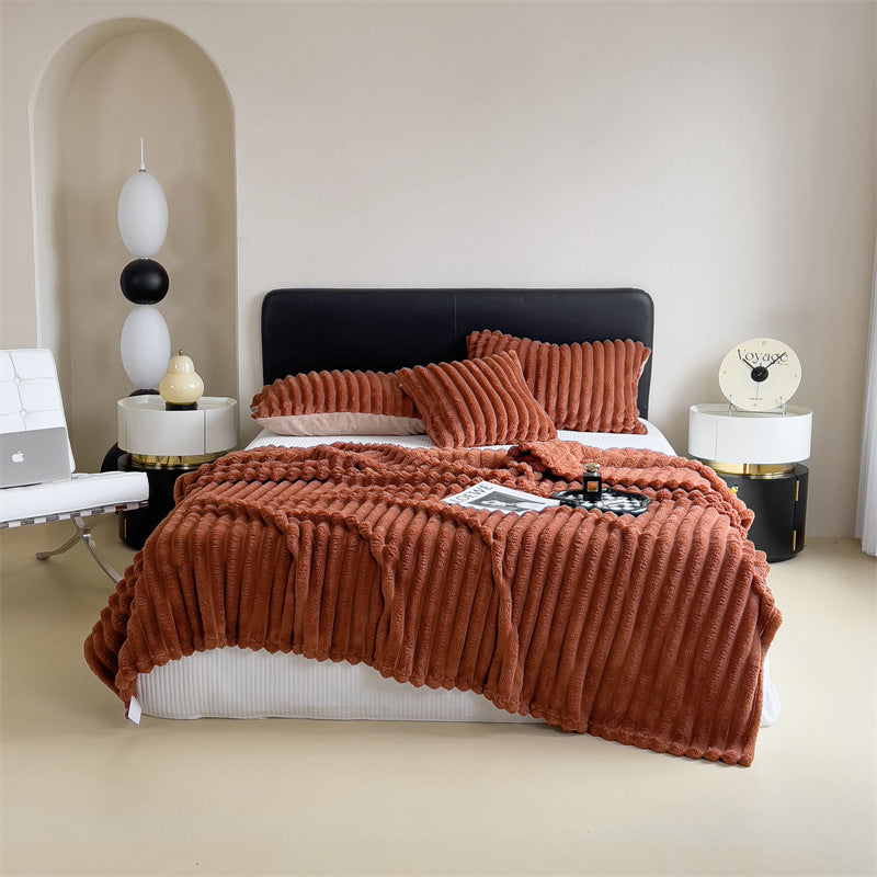 Ultra-Soft Striped Fleece Throw Blanket