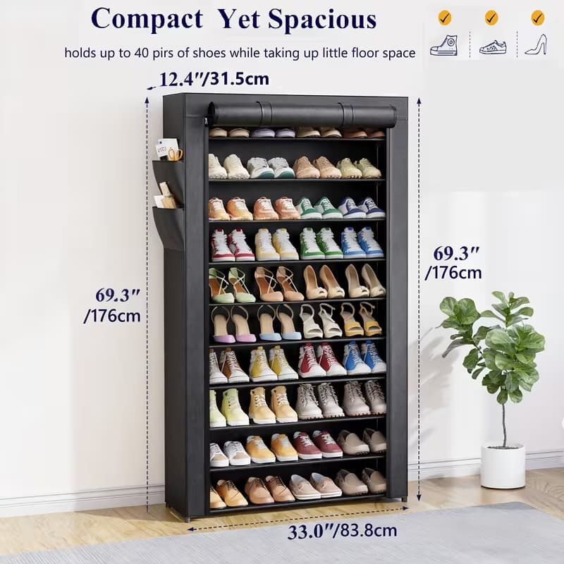 3–10 Tier Shoe Rack Organizer – Space-Saving Vertical Shoe Storage Shelf for Entryway & Closet