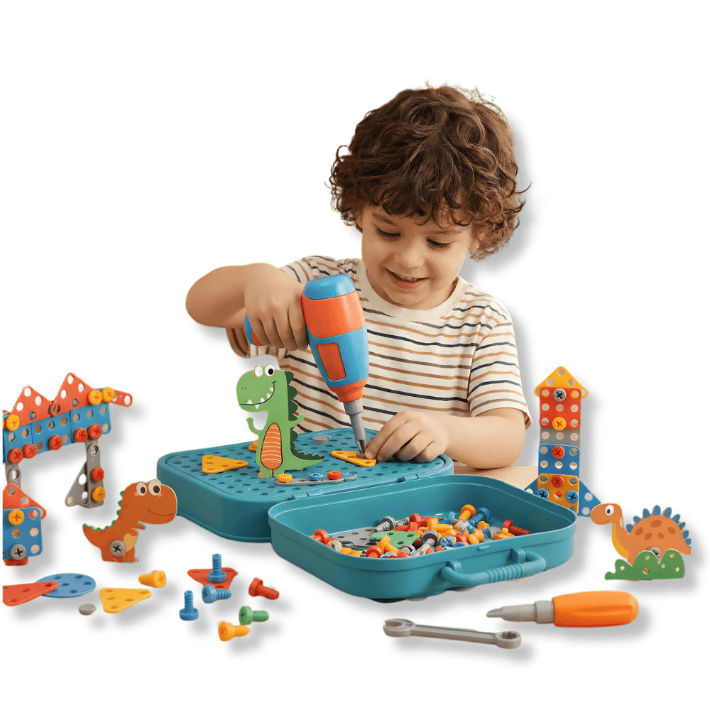 Kids Tool Box with Electric Screwdriver – STEM Building & Construction Toy Set