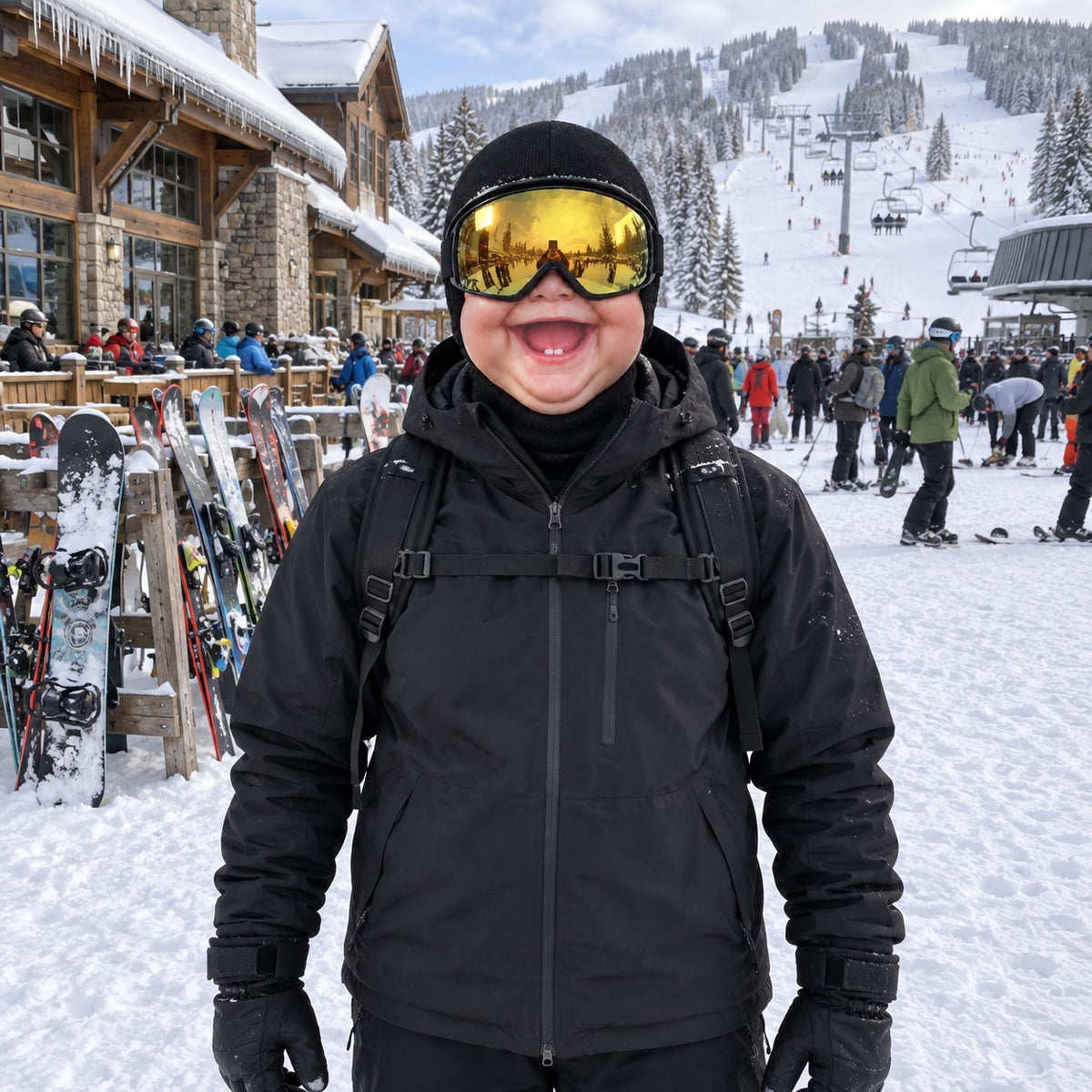 Funny Baby Face Ski Mask – Novelty Balaclava for Skiing, Snowboarding & Winter Gifts