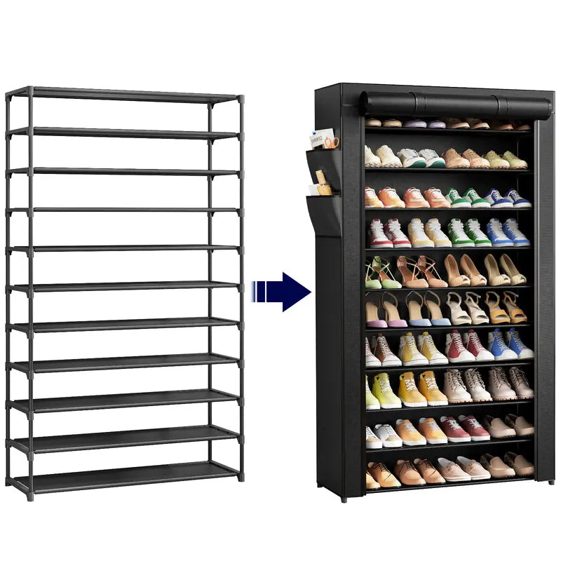 3–10 Tier Shoe Rack Organizer – Space-Saving Vertical Shoe Storage Shelf for Entryway & Closet