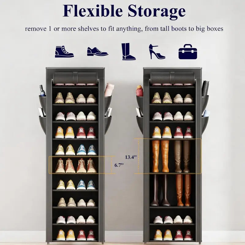3–10 Tier Shoe Rack Organizer – Space-Saving Vertical Shoe Storage Shelf for Entryway & Closet