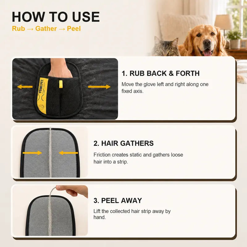 Reusable Pet Hair Remover Glove for Cats & Dogs