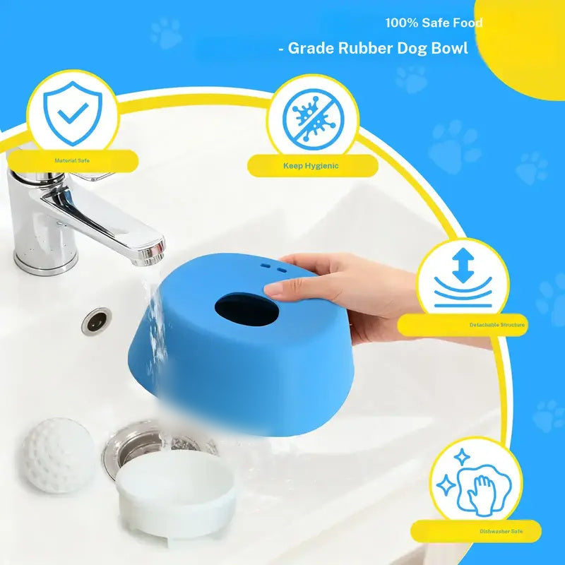 No-Spill Slow Feeder Dog Bowl with Rolling Ball – Liquid Treat & Bone Broth Lick Bowl for Yogurt, Portable Pet Feeding