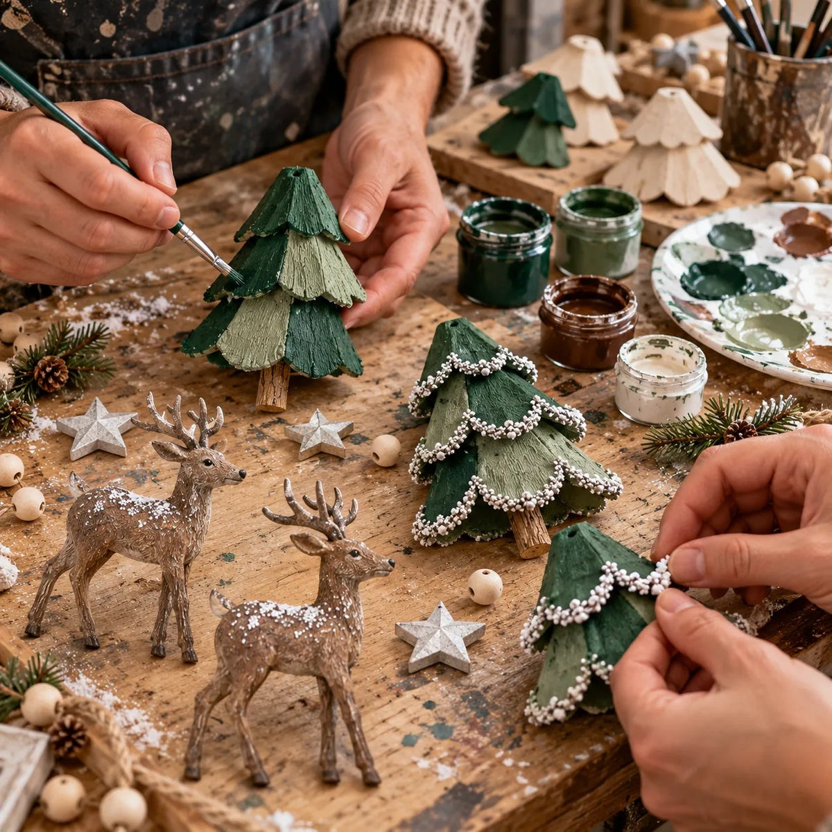 Lighted Woodland Christmas Garland – Festive Deer & Tree Holiday Decoration