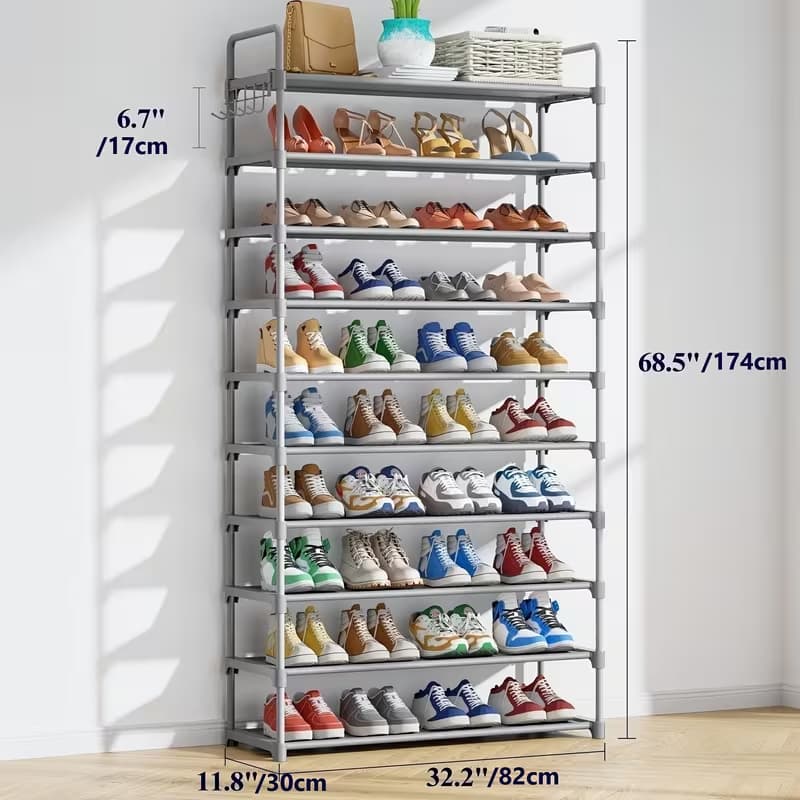 3–10 Tier Shoe Rack Organizer – Space-Saving Vertical Shoe Storage Shelf for Entryway & Closet