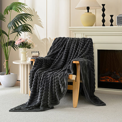Ultra-Soft Striped Fleece Throw Blanket