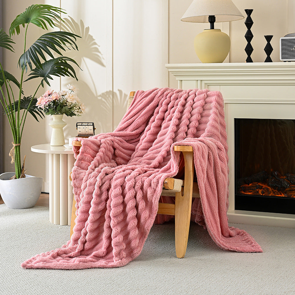Ultra-Soft Striped Fleece Throw Blanket