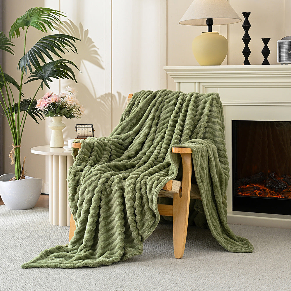 Ultra-Soft Striped Fleece Throw Blanket