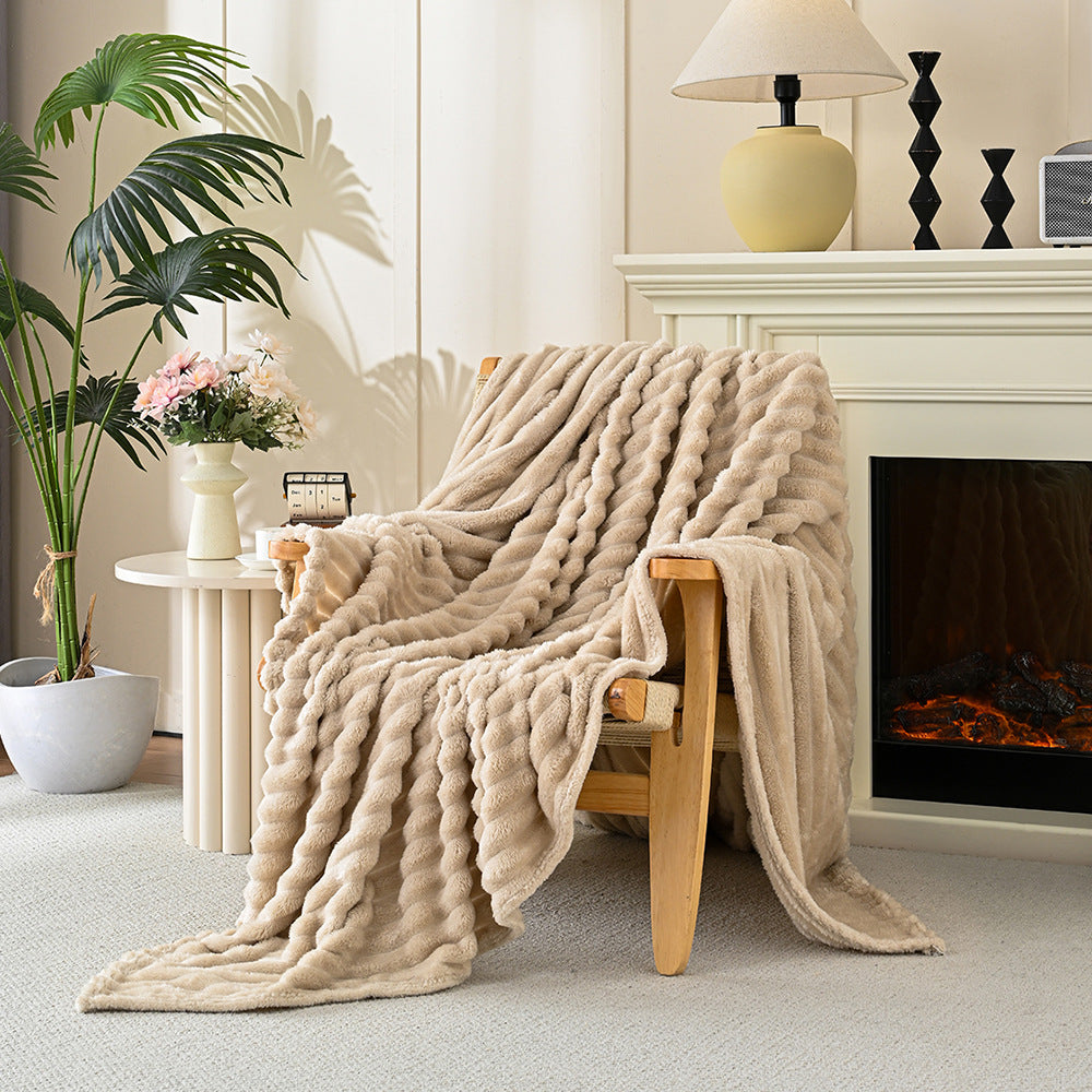 Ultra-Soft Striped Fleece Throw Blanket