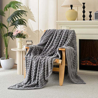 Ultra-Soft Striped Fleece Throw Blanket