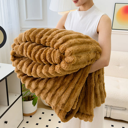Ultra-Soft Striped Fleece Throw Blanket