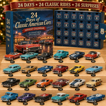 24-Day Mini Vehicle Advent Calendar – Helicopter, Classic Car & Racing Series