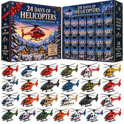 24-Day Mini Vehicle Advent Calendar – Helicopter, Classic Car & Racing Series