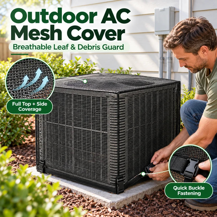 Heavy-Duty Mesh AC Unit Cover – Breathable Outdoor Protection Against Leaves & Debris