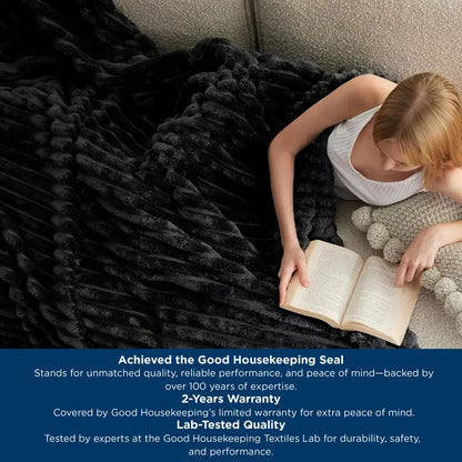 Ultra-Soft Striped Fleece Throw Blanket