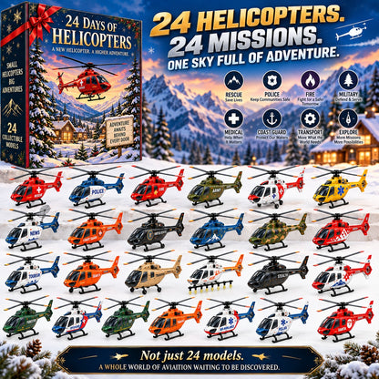 24-Day Mini Vehicle Advent Calendar – Helicopter, Classic Car & Racing Series