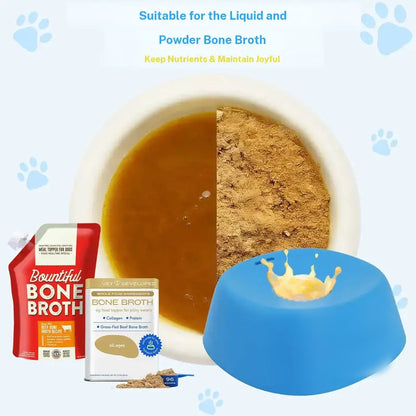 No-Spill Slow Feeder Dog Bowl with Rolling Ball – Liquid Treat & Bone Broth Lick Bowl for Yogurt, Portable Pet Feeding