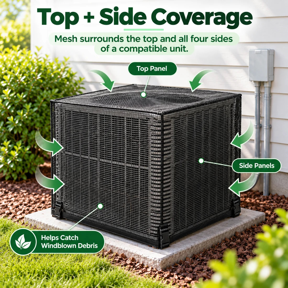 Heavy-Duty Mesh AC Unit Cover – Breathable Outdoor Protection Against Leaves & Debris