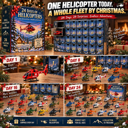 24-Day Mini Vehicle Advent Calendar – Helicopter, Classic Car & Racing Series