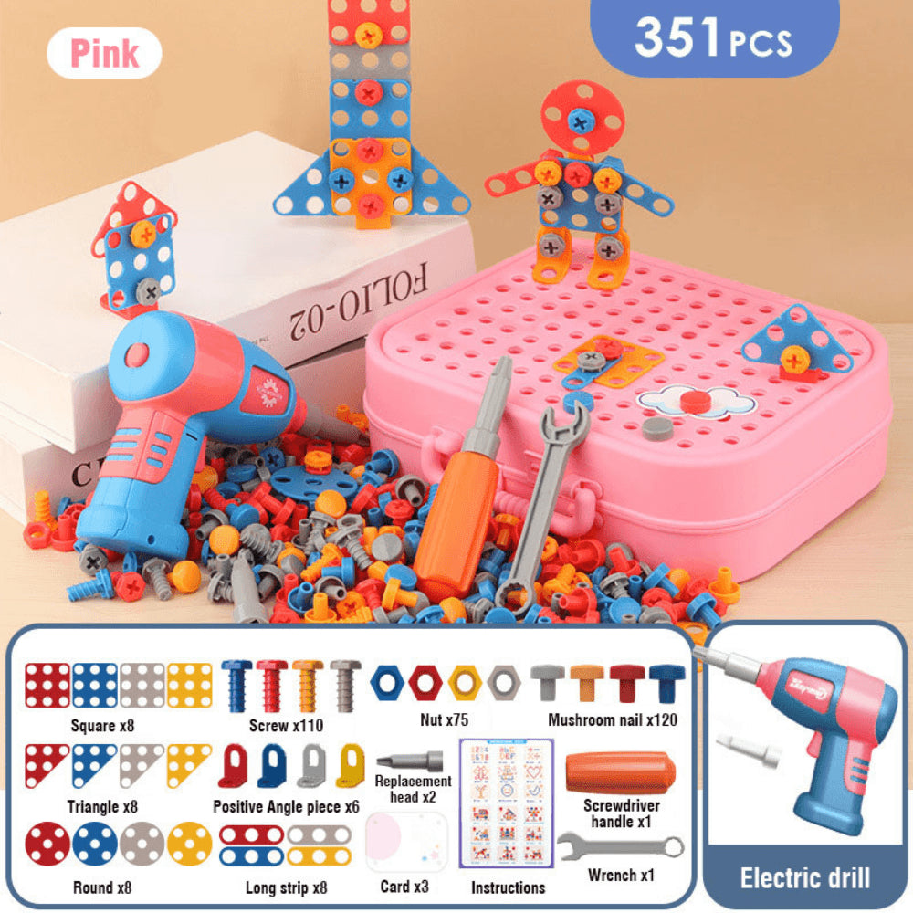 Kids Tool Box with Electric Screwdriver – STEM Building & Construction Toy Set