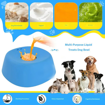 No-Spill Slow Feeder Dog Bowl with Rolling Ball – Liquid Treat & Bone Broth Lick Bowl for Yogurt, Portable Pet Feeding