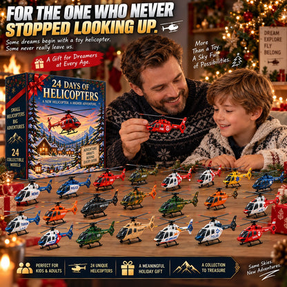 24-Day Mini Vehicle Advent Calendar – Helicopter, Classic Car & Racing Series