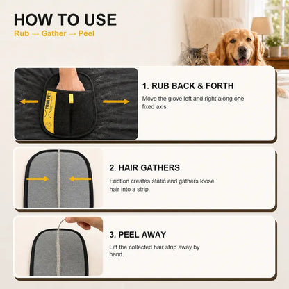 Reusable Pet Hair Remover Glove for Cats & Dogs