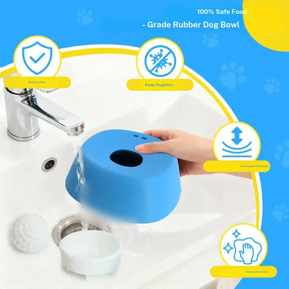 No-Spill Slow Feeder Dog Bowl with Rolling Ball – Liquid Treat & Bone Broth Lick Bowl for Yogurt, Portable Pet Feeding