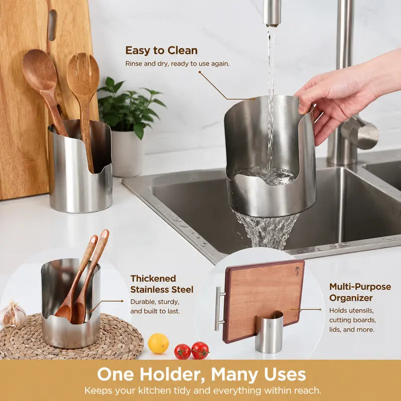 Stainless Steel Kitchen Utensil Organizer – Multi-Purpose Pot Lid & Cutting Board Rack