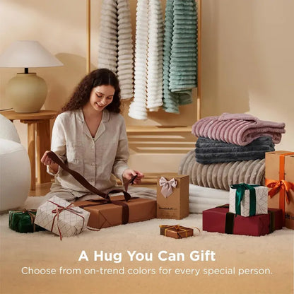 Ultra-Soft Striped Fleece Throw Blanket