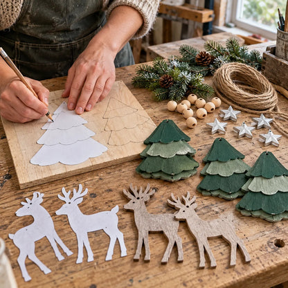 Lighted Woodland Christmas Garland – Festive Deer & Tree Holiday Decoration