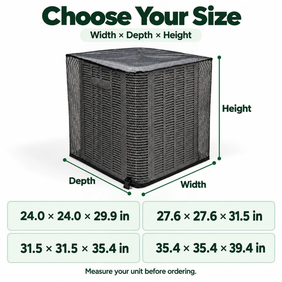 Heavy-Duty Mesh AC Unit Cover – Breathable Outdoor Protection Against Leaves & Debris